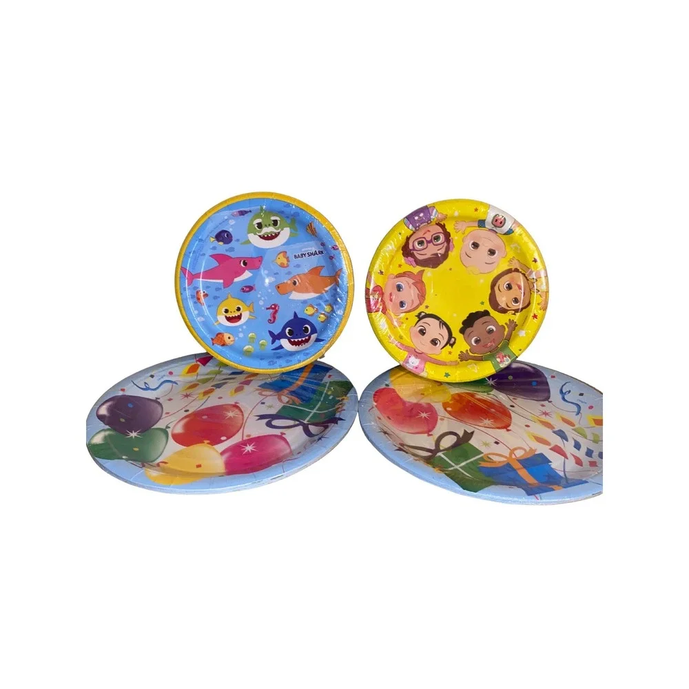 Kids Party Plates Lot Baby Shark Birthday Balloons Paper Plates Mixed Designs